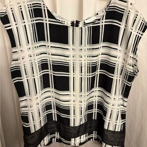 New York & Company Monochrome Checkered Blouse